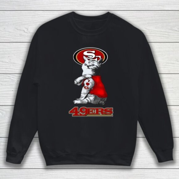 NFL Football My Cat Loves San Francisco 49ers Sweatshirt Fan Gift Unisex Apparel - Picture 1 of 5